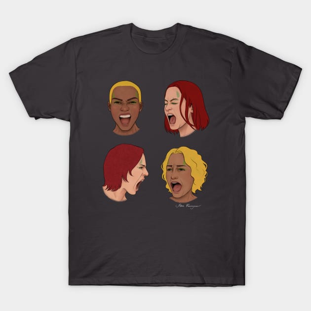 Screaming faces T-Shirt by Flora Provenzano